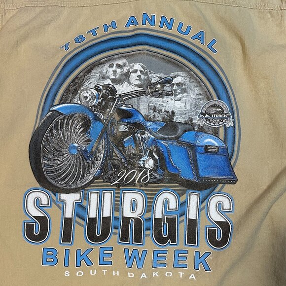 Biker Wear USA XXL Cutoff Shirt Cream Color Sturgis Logo - Picture 2 of 5